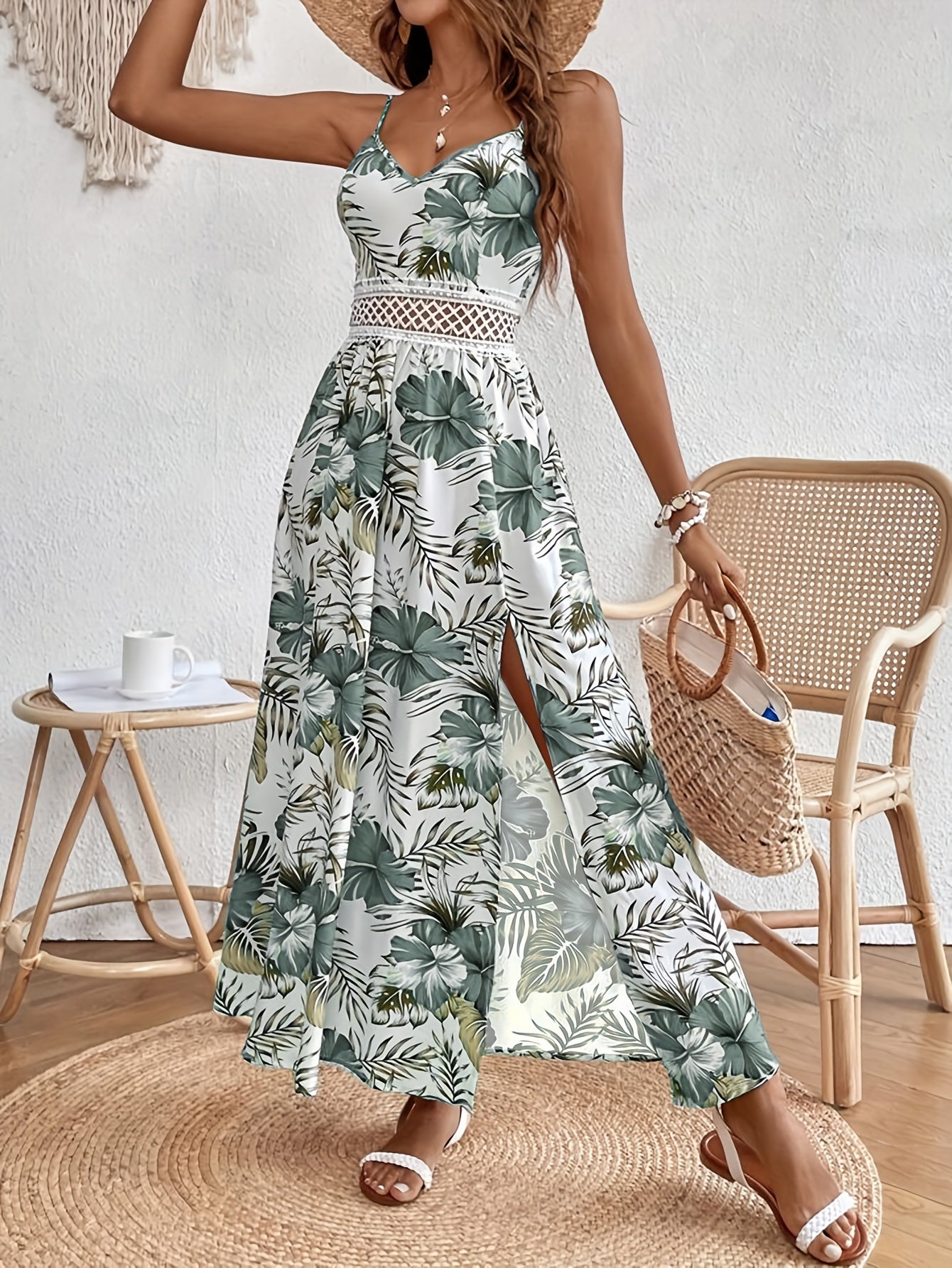 Floral Print Spaghetti Strap Dress