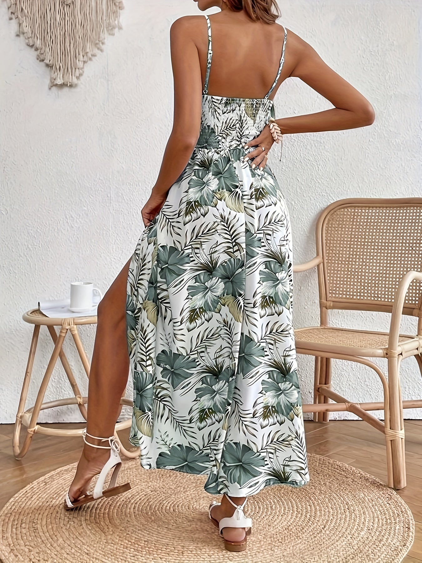 Floral Print Spaghetti Strap Dress
