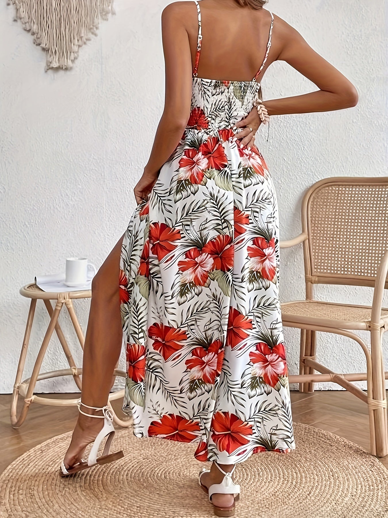 Floral Print Spaghetti Strap Dress
