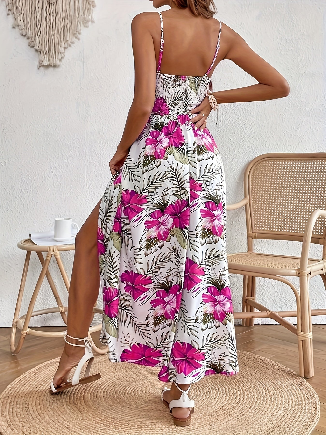 Floral Print Spaghetti Strap Dress