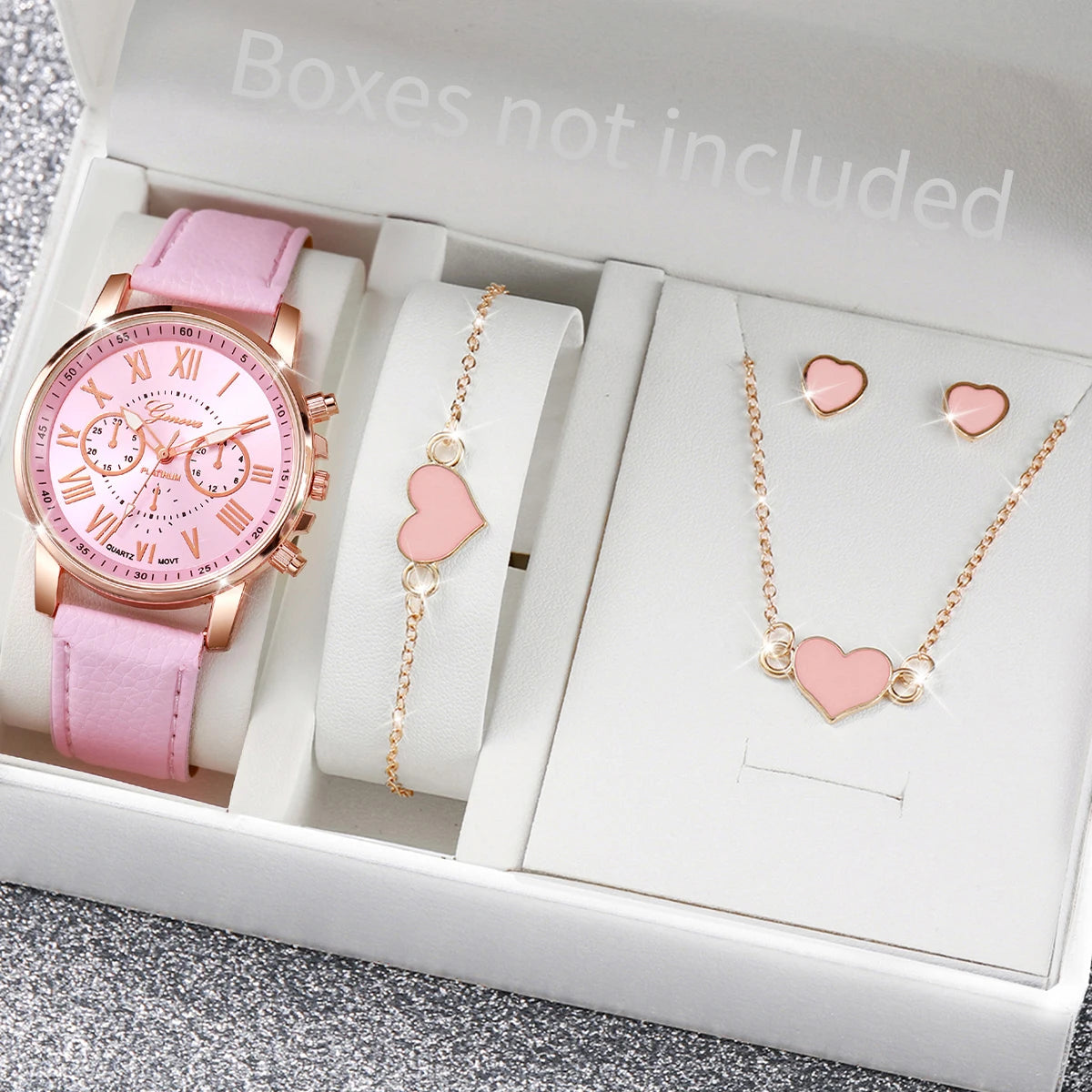 Women’s Heart Rhinestone Watch & Jewelry Set ⌚💎