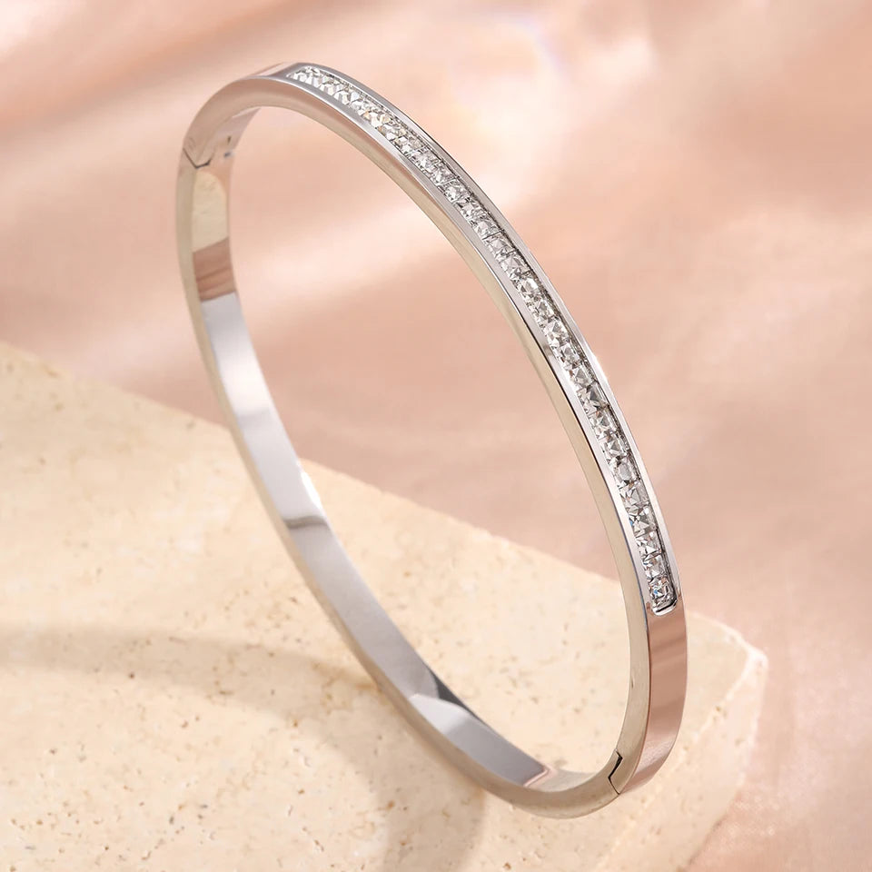 Women’s Floral Stainless Steel Cuff Bracelet