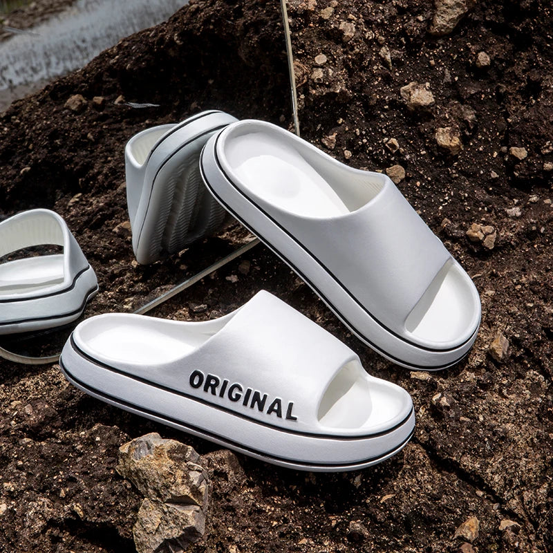 Feslishoet Women Letter Slippers Beach Slides Solid Color Mens