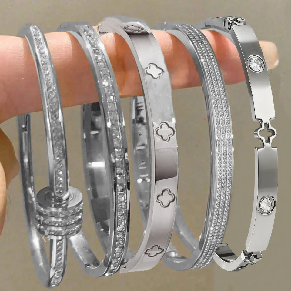 Women’s Floral Stainless Steel Cuff Bracelet
