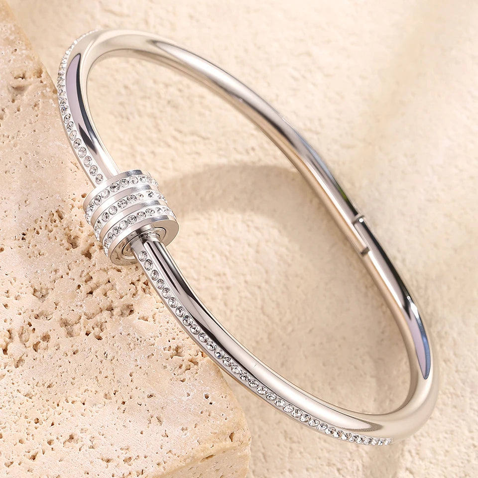 Women’s Floral Stainless Steel Cuff Bracelet