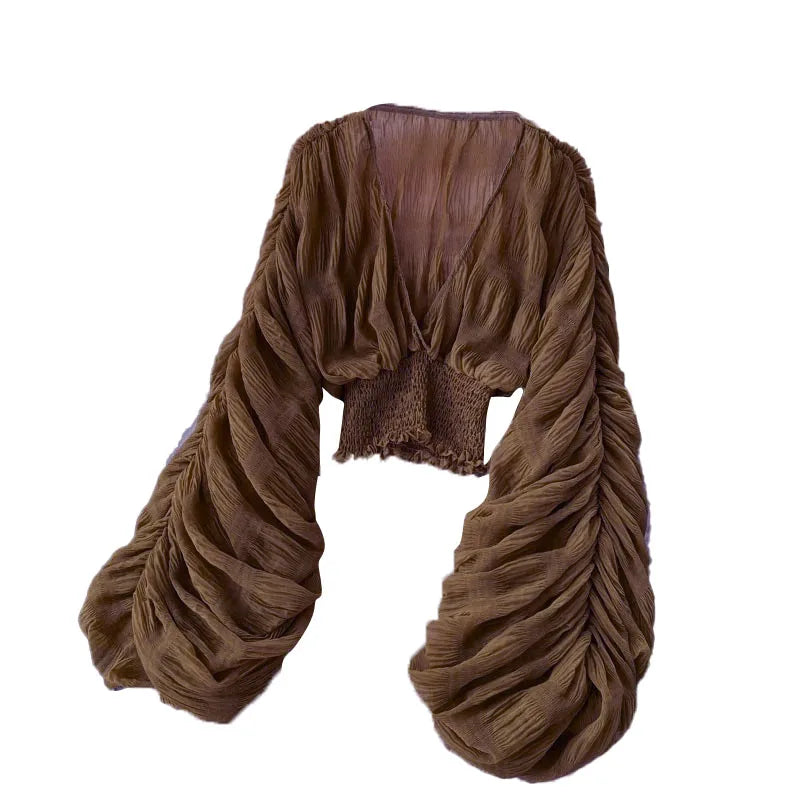 Women’s Puff Sleeve V-Neck Blouse