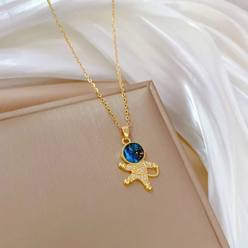 Star & Moon Y2K Stainless Steel Necklace ✨🌙