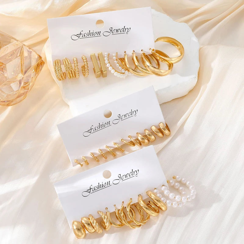 Boho Geometric Hoop Earrings Set ✨