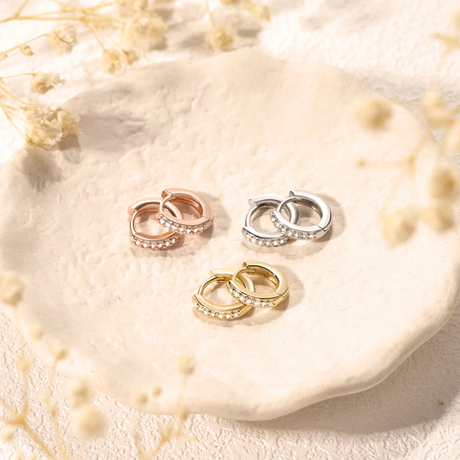 Minimalist Zirconia Hoop Earrings Set ✨💎