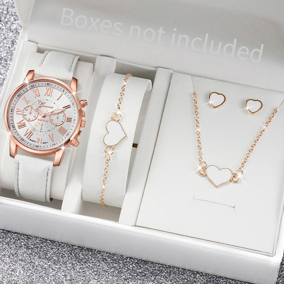 Women’s Heart Rhinestone Watch & Jewelry Set ⌚💎
