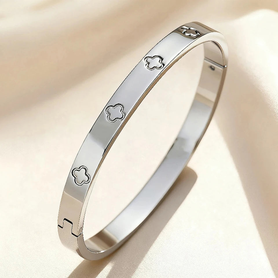 Women’s Floral Stainless Steel Cuff Bracelet