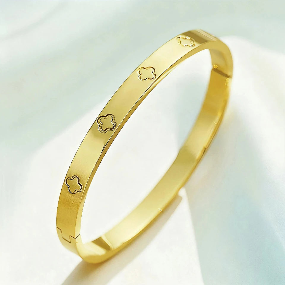 Women’s Floral Stainless Steel Cuff Bracelet