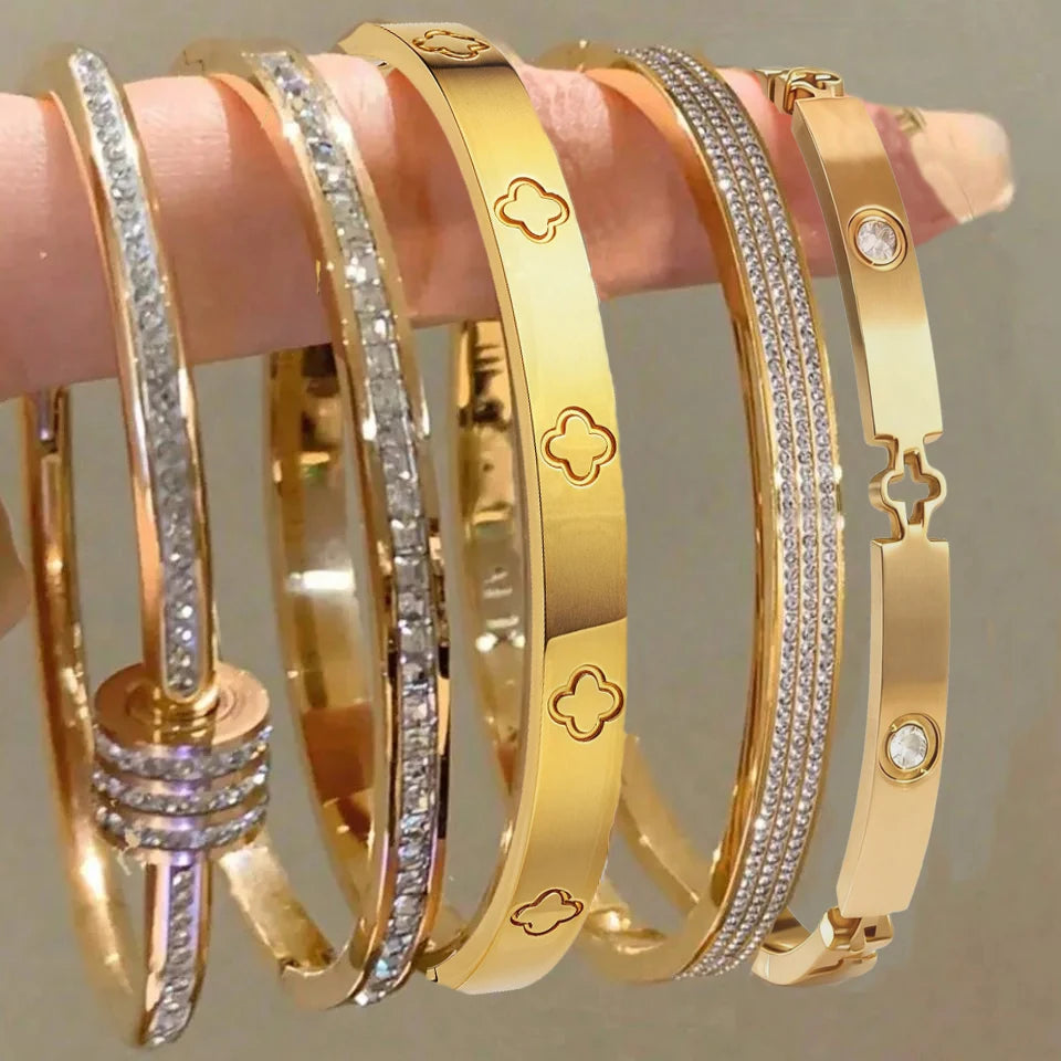 Women’s Floral Stainless Steel Cuff Bracelet