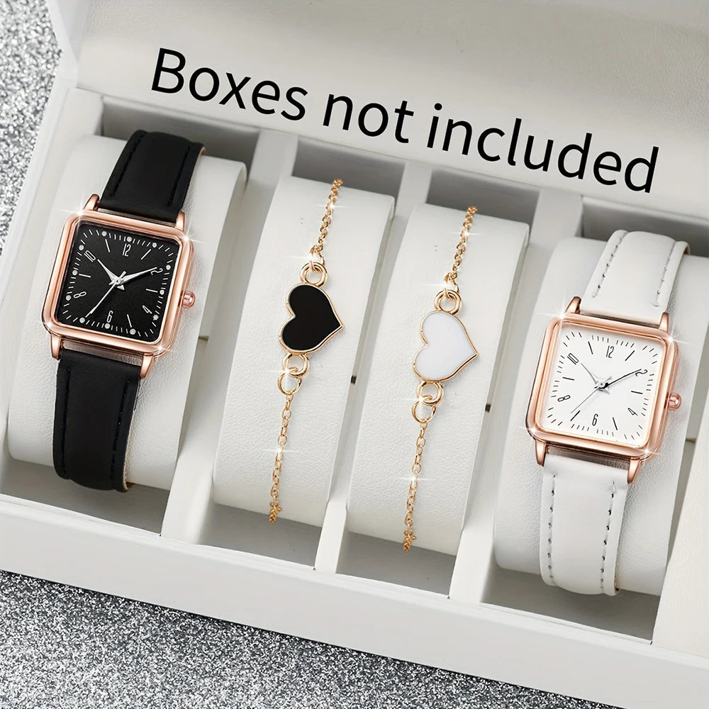 2/4PCS Fashion Minimalist Watch Luxury Men's and Women's