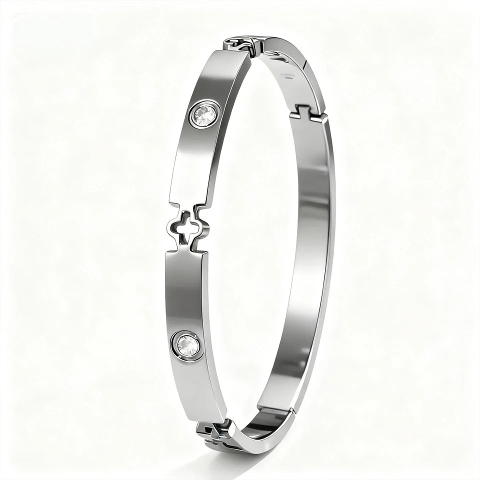 Women’s Floral Stainless Steel Cuff Bracelet