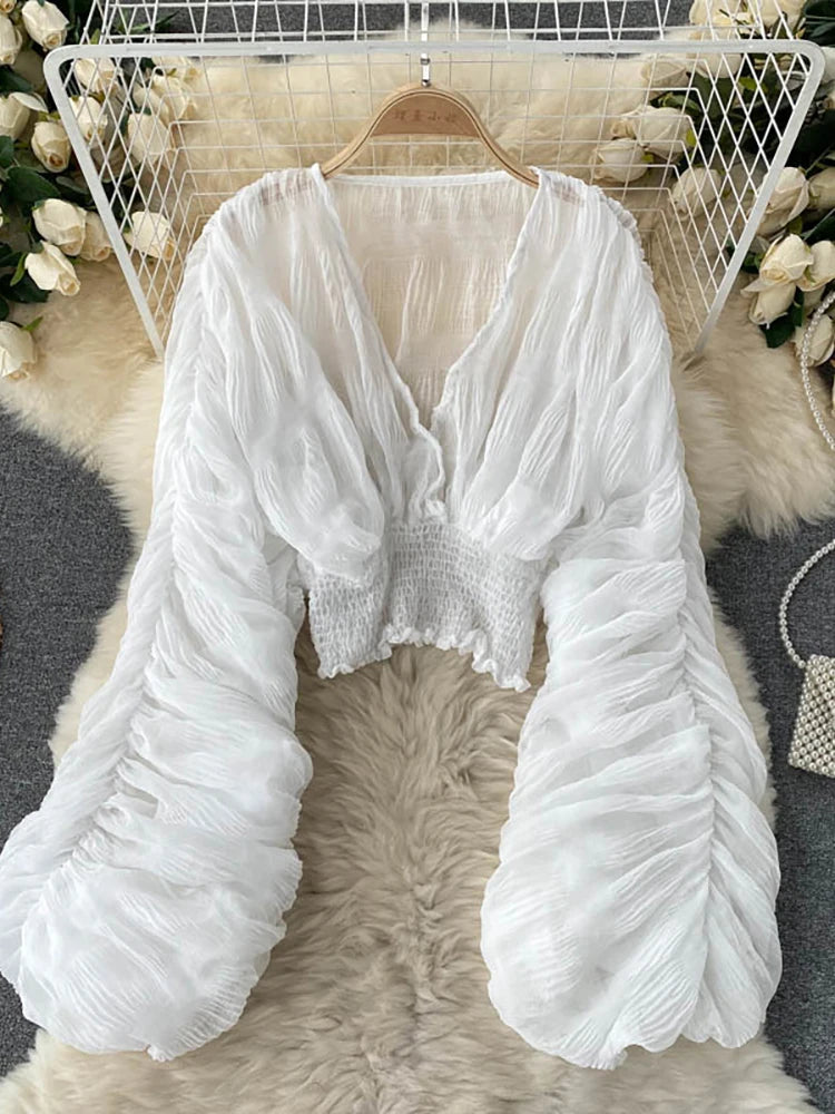 Women’s Puff Sleeve V-Neck Blouse