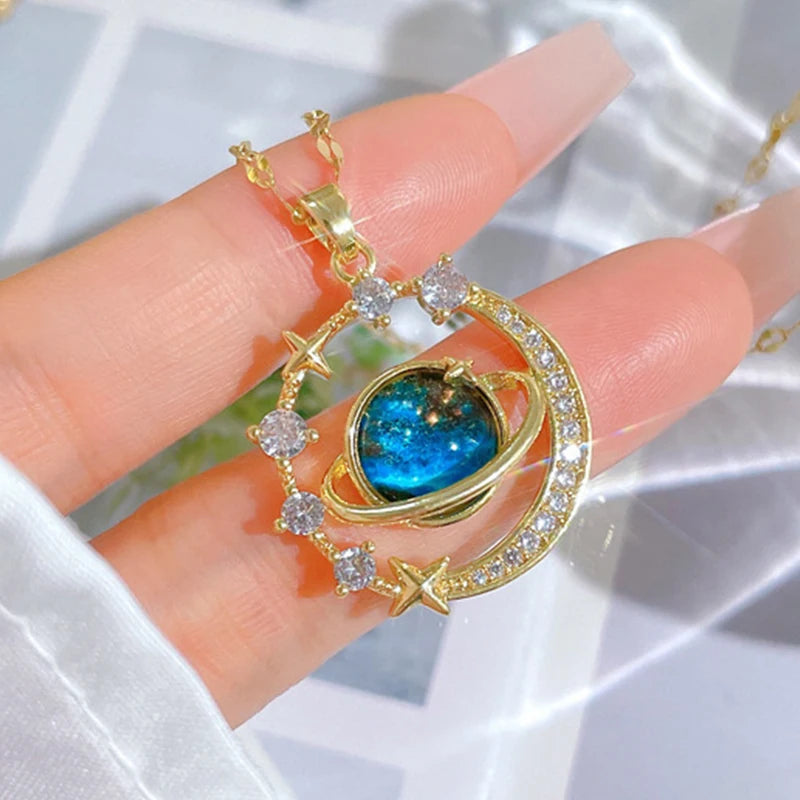 Star & Moon Y2K Stainless Steel Necklace ✨🌙