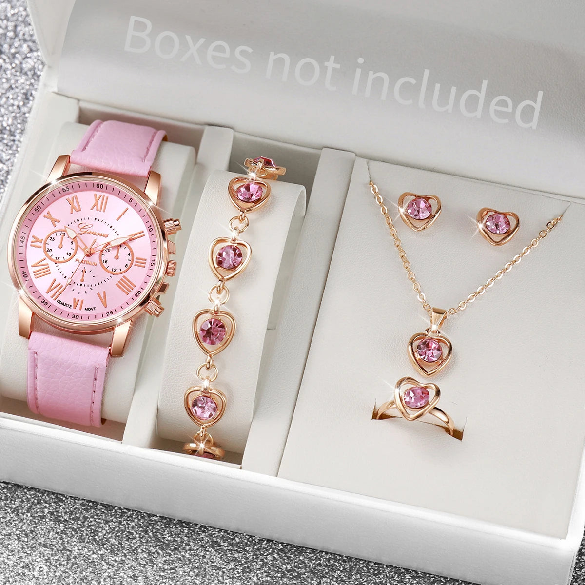 Women’s Heart Rhinestone Watch & Jewelry Set ⌚💎