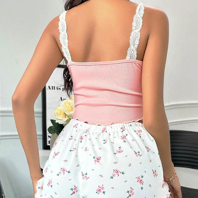 Women’s Lace Camisole & Shorts Sleepwear Set