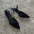 Embroidered Mesh Slingback Pumps