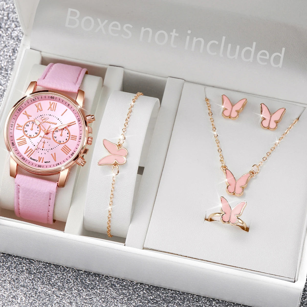 Women’s Heart Rhinestone Watch & Jewelry Set ⌚💎