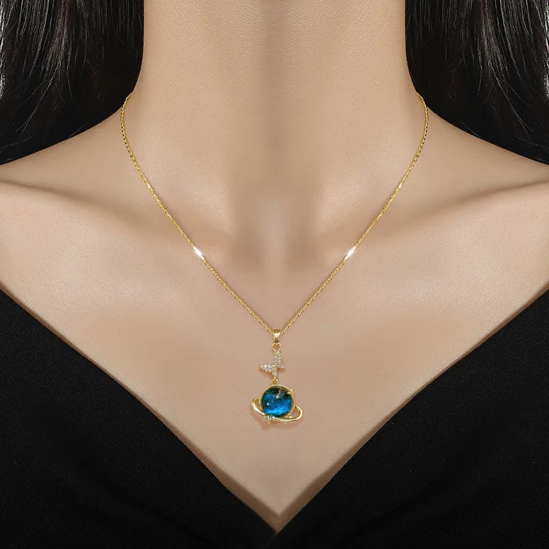 Star & Moon Y2K Stainless Steel Necklace ✨🌙