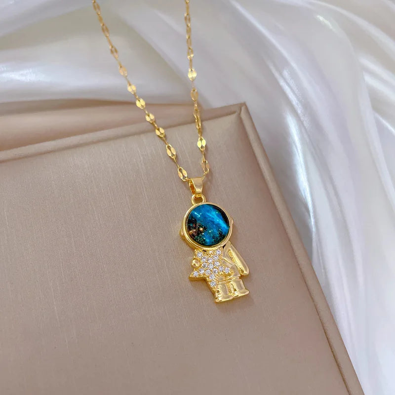 Star & Moon Y2K Stainless Steel Necklace ✨🌙