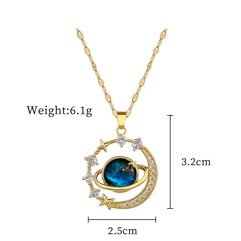 Star & Moon Y2K Stainless Steel Necklace ✨🌙