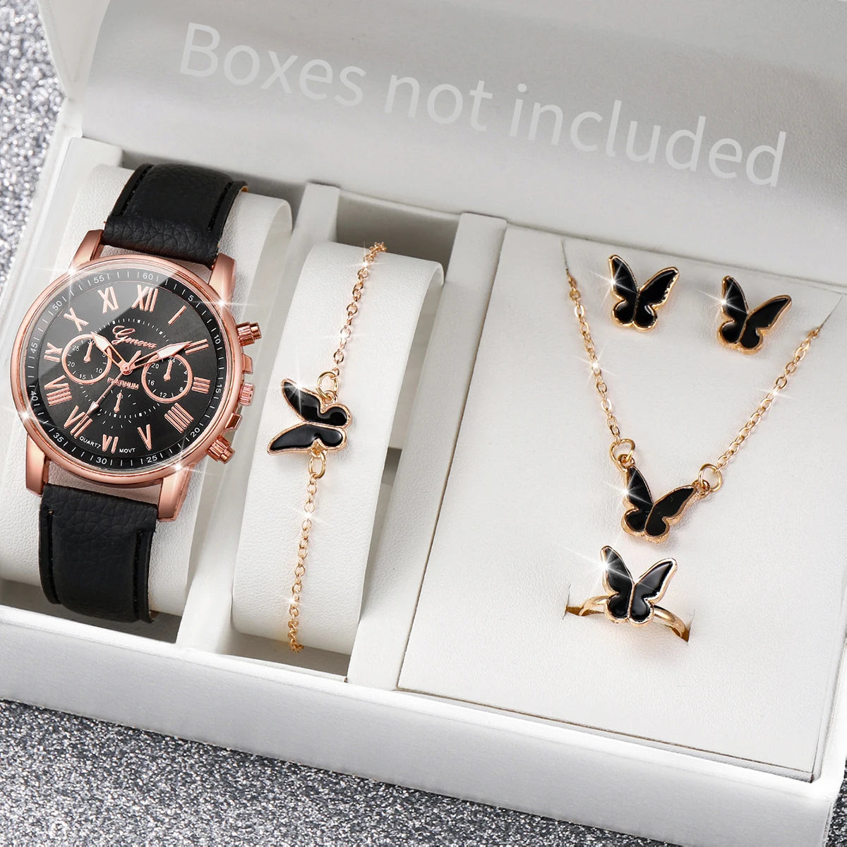 Women’s Heart Rhinestone Watch & Jewelry Set ⌚💎