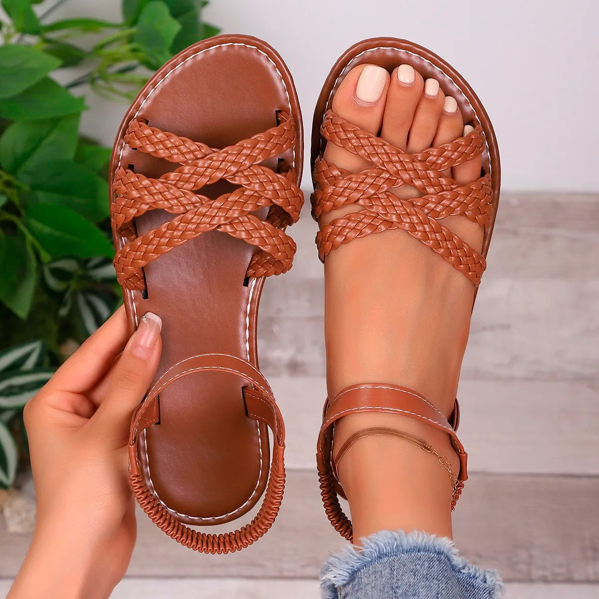 Rubber Soles Ladies Daily Sandalia